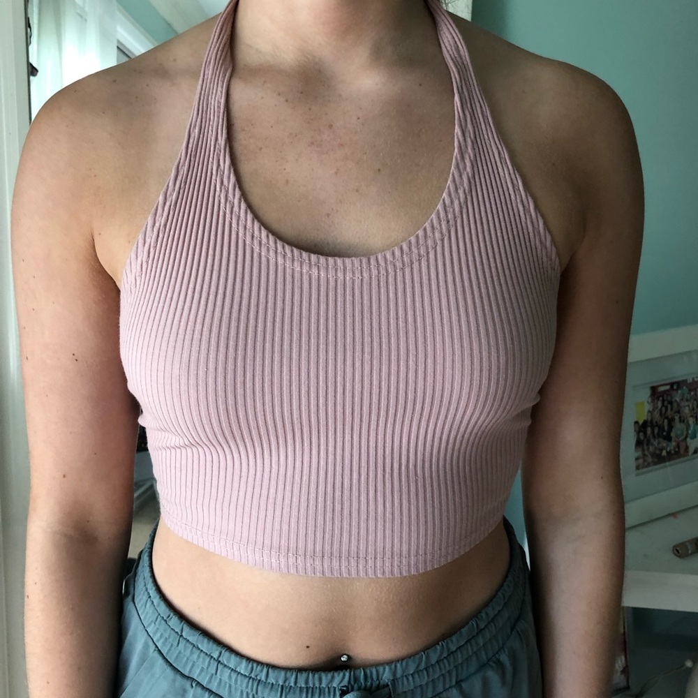 Pink halter crop top